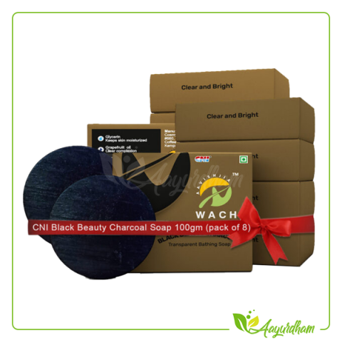CNI Black Beauty Charcoal Soap 100gm pack of 8